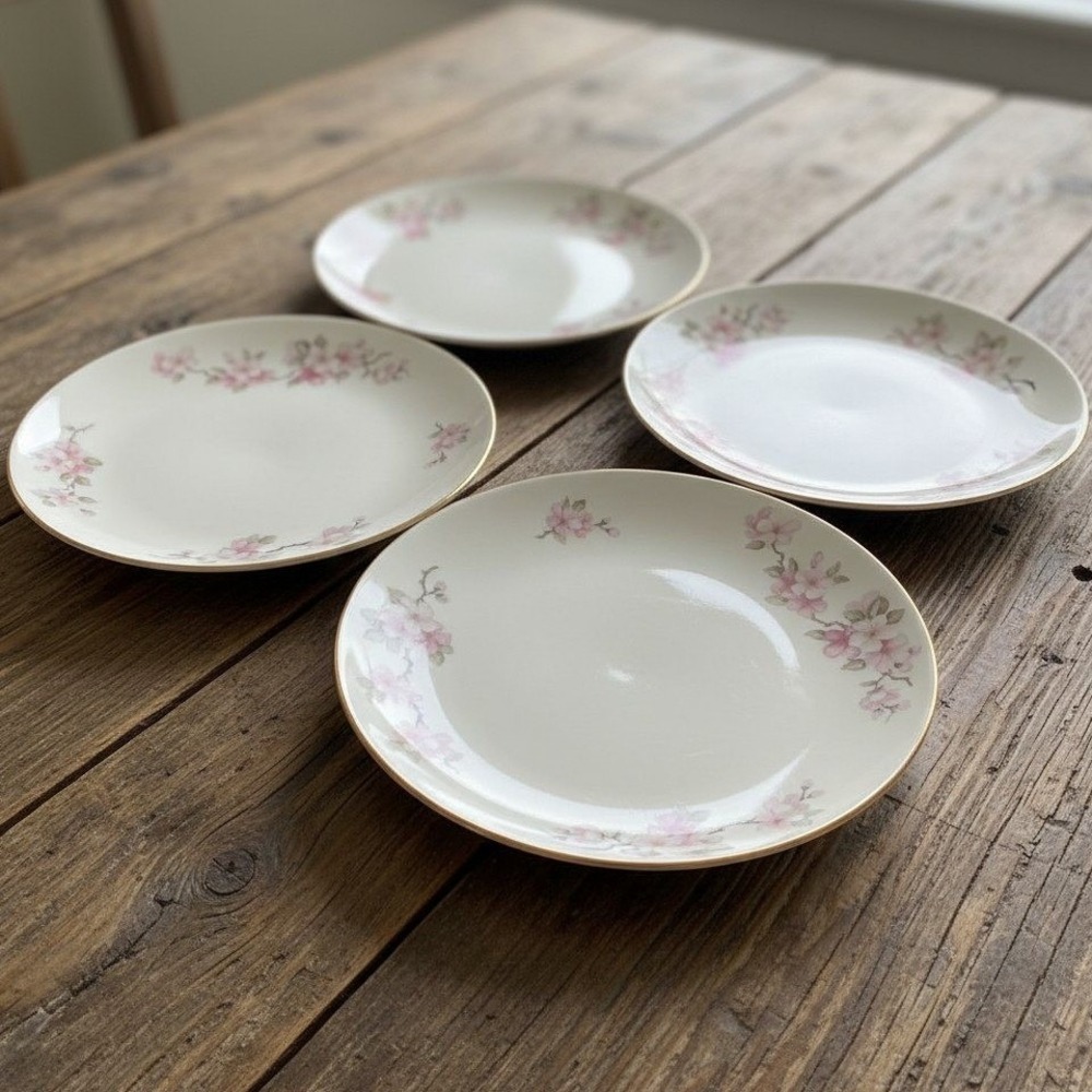 Homer Laughlin Apple Blossom 7" bread butter dessert plate Set Of 4 Floral *